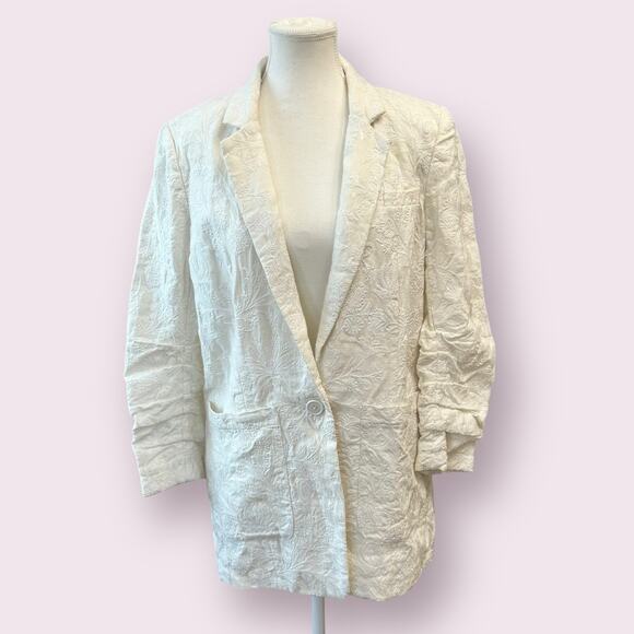 Joie 100% Linen Loralee Blazer White with Embroidery Women's Size 8 NWT - Picture 3 of 10